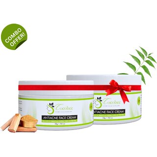 COCOBEE Anti-Acne Face Cream Delicate Smooth Shine Pores Neem for Acne Control Pack of 2 (100g)