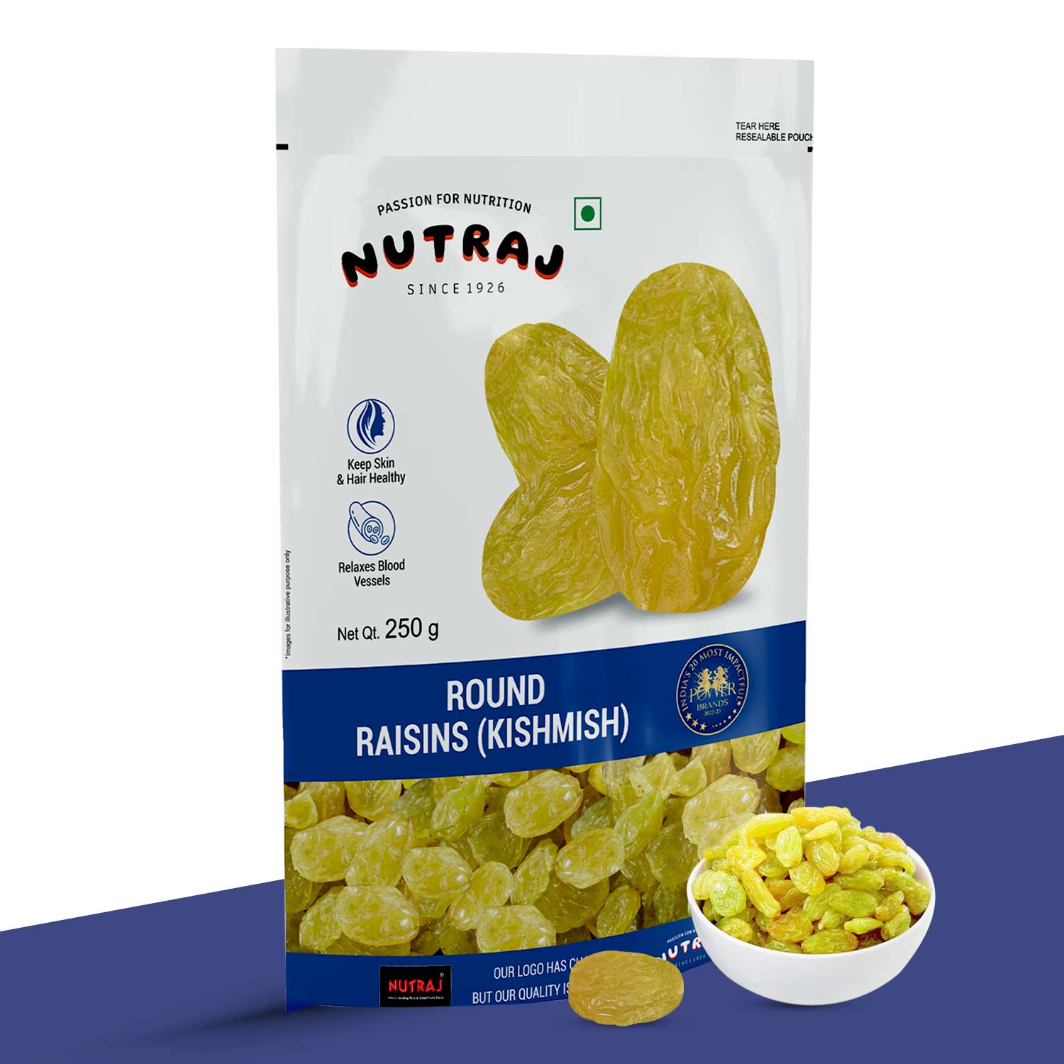 Nutraj Round Raisins 250gm (kishmish/kismis) view 2