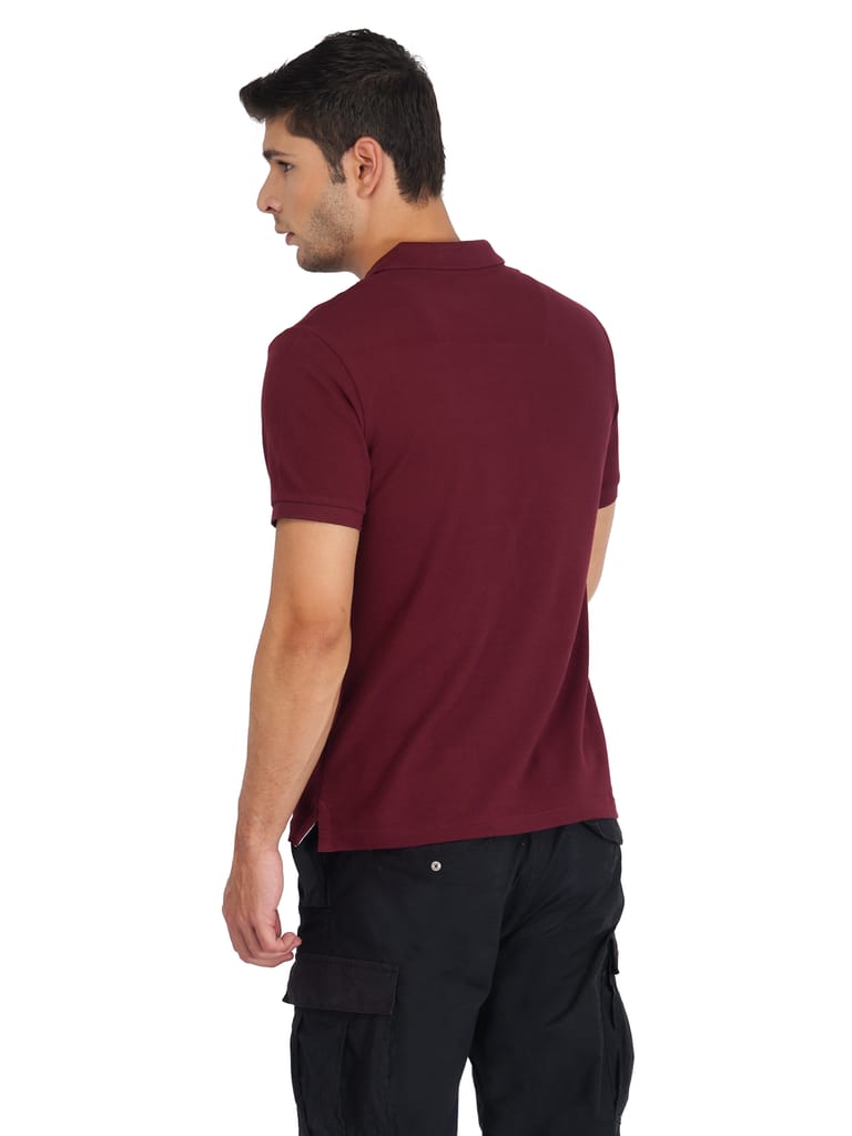 Solid Polo Shirt-POMEGRANATE view 2