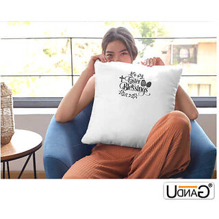 UDNAG White Polyester Easter, Easter Blessings Pillow Cover (16 Inch X 16 Inch) view 2