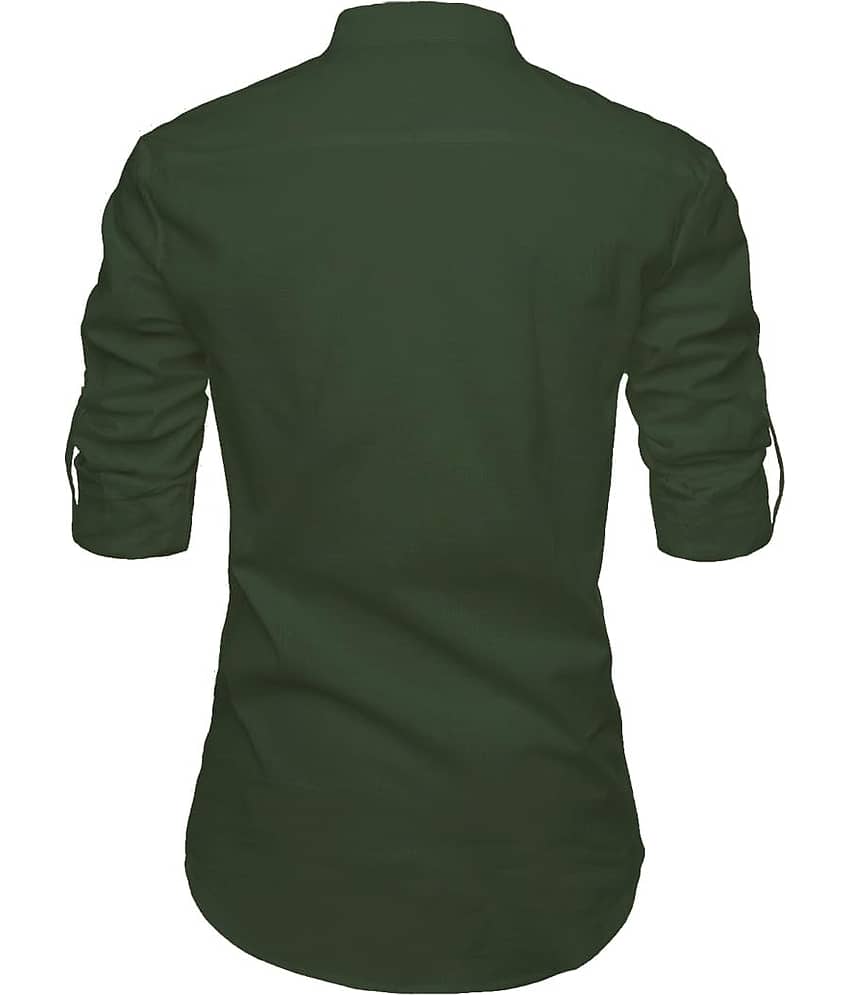 TrendiVastra Turquoise Cotton Blend Men's Shirt Style Kurta ( Pack of 1 ) view 2