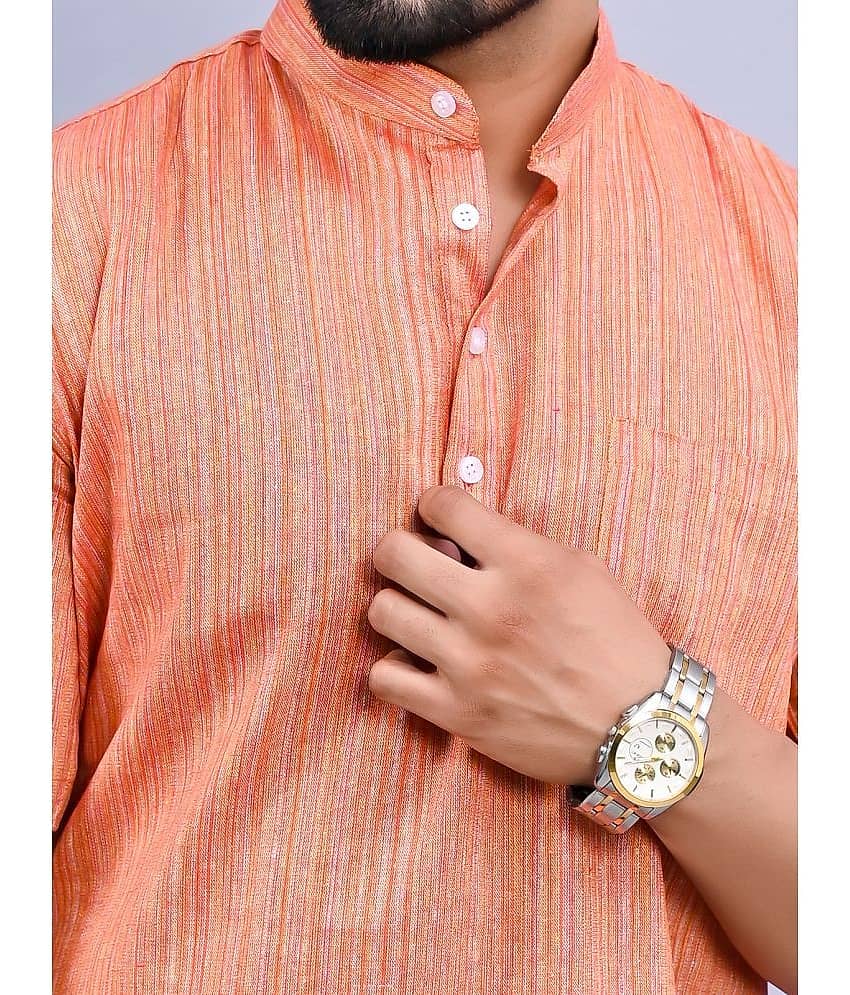 QuaClo - Orange Cotton Men's Regular Kurta ( Pack of 1 ) view 2