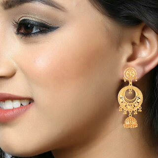 Vivastri Top Trending Alloy Gold Plated Jhumki Earrings for Women & Girls [VIVA2247ERG] view 2