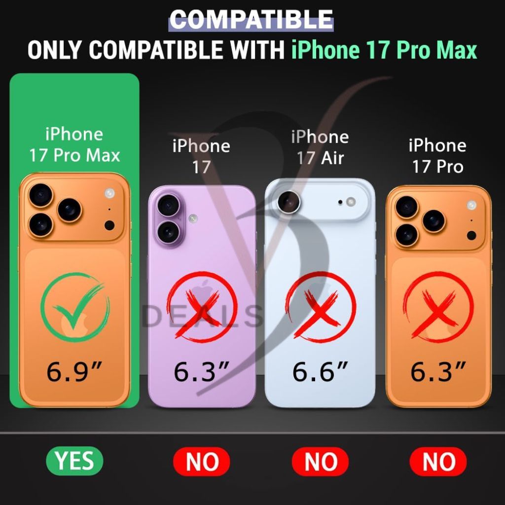 V3Deals Compatible for iPhone 17 Pro Max Case with 360° Soft Micro-Fiber Lining, Shock-Absorbing Design, Camera and Screen Protection, Anti-Skid, Dustproof, Wireless Charging Compatible view 2