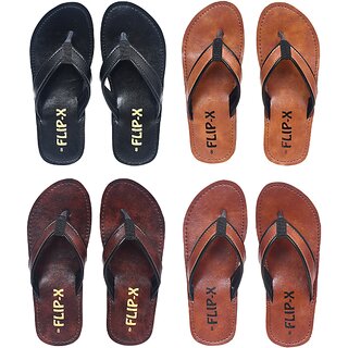 FLIP X Men Slipper Combo of 4 - Elevate Your Style with Synthetic Leather Comfort