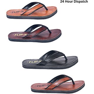 FLIP X Men Slipper Combo of 4 - Elevate Your Style with Synthetic Leather Comfort view 2