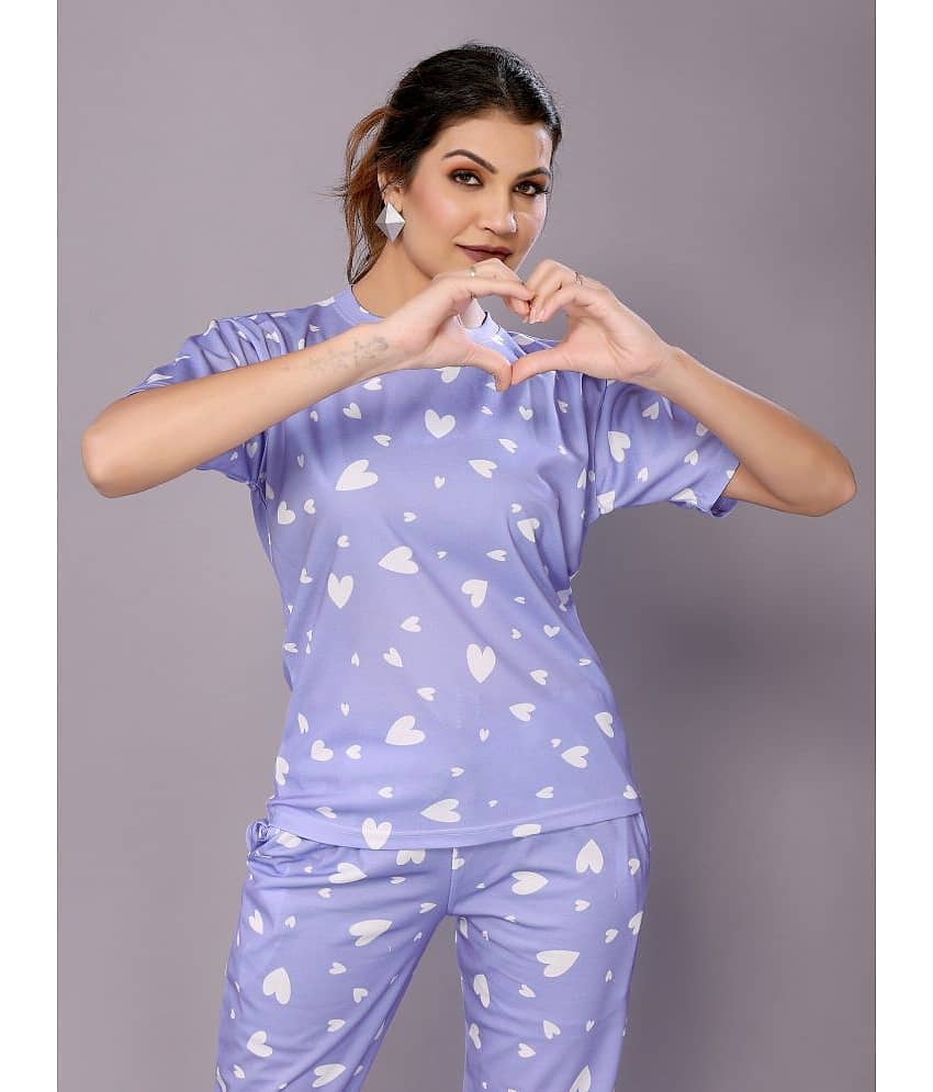 NightBlue Lavender Crepe Women's Nightwear Nightsuit Sets ( Pack of 1 ) view 2