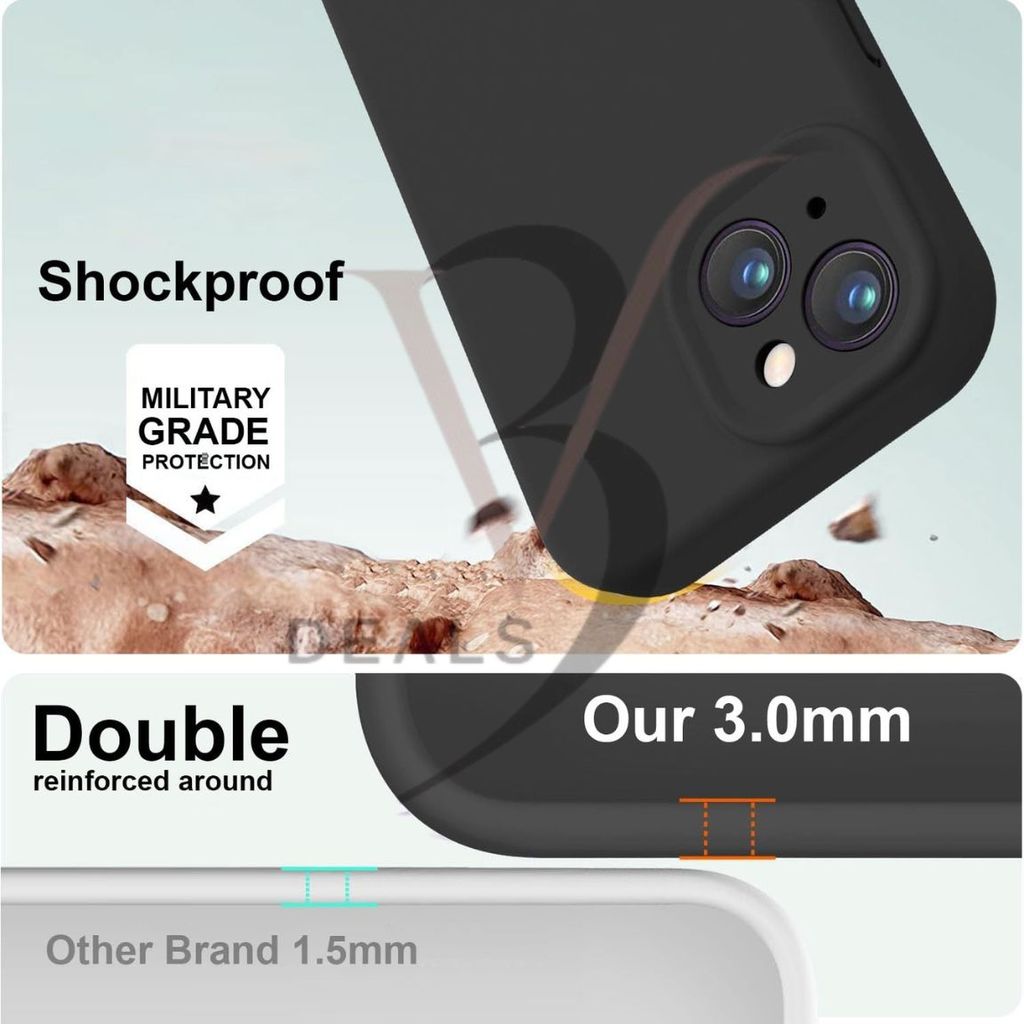 V3Deals Silicone Back Cover Case Compatible for iPhone15, Full Body Protection with Camera and Screen Protection, Military Grade Shockproof, 3.0mm Thickness view 2