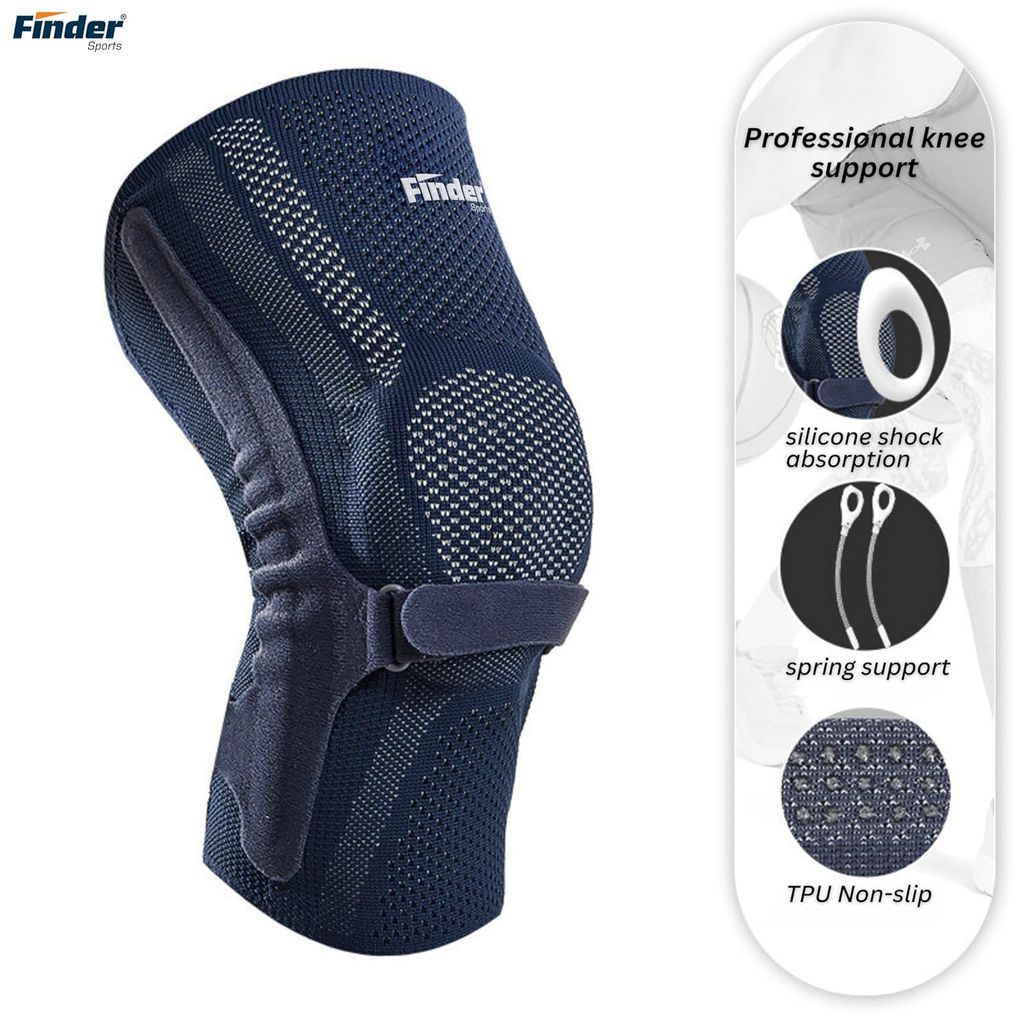 Finder Sports Knee Brace - Silicone Shock Absorption & Compression Strap view 2