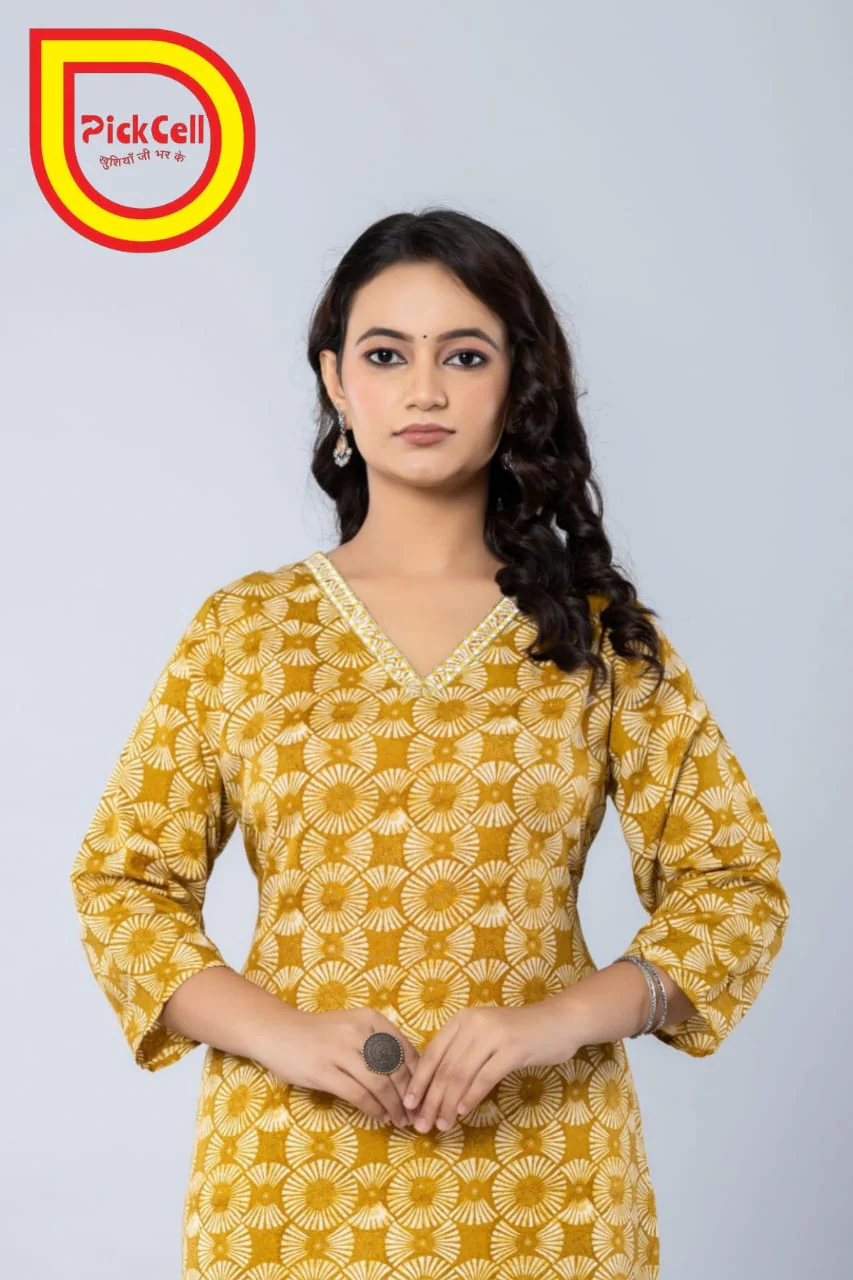 PickCell Printed Long Kurti Poly Cotton Fabric view 2