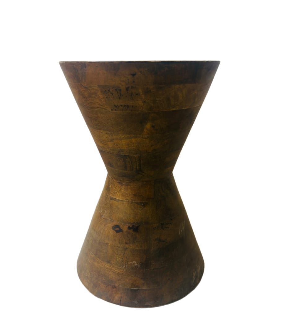 Round hard wood side table or hard stool or wooden lamp table 45cm view 2