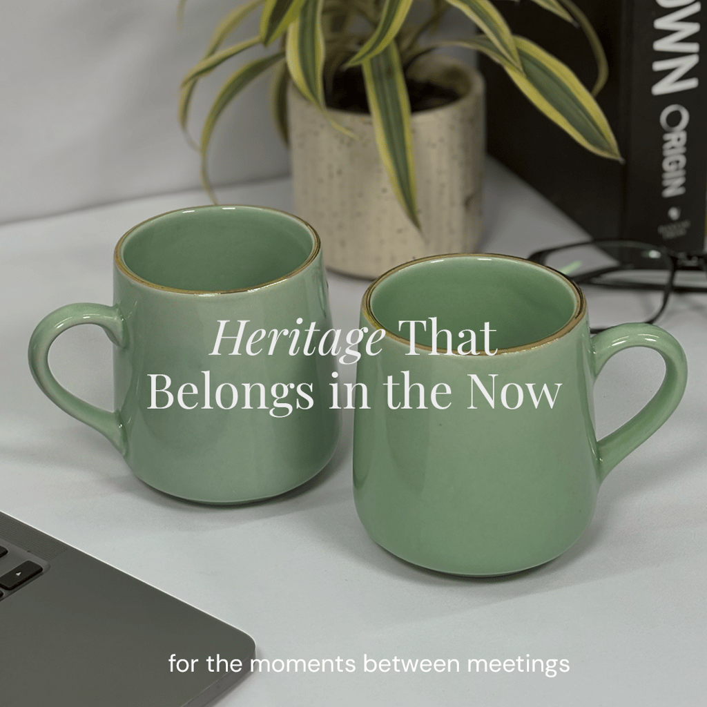 Heritales Sage Green Ceramic Mug for Coffee, Milk & Tea Lovers – 350 ML | Handcrafted in India | Vegan, Bone China-Free | Microwave, Dishwasher & Freezer Safe | Premium Artisanal Mug– Set of 1 view 2