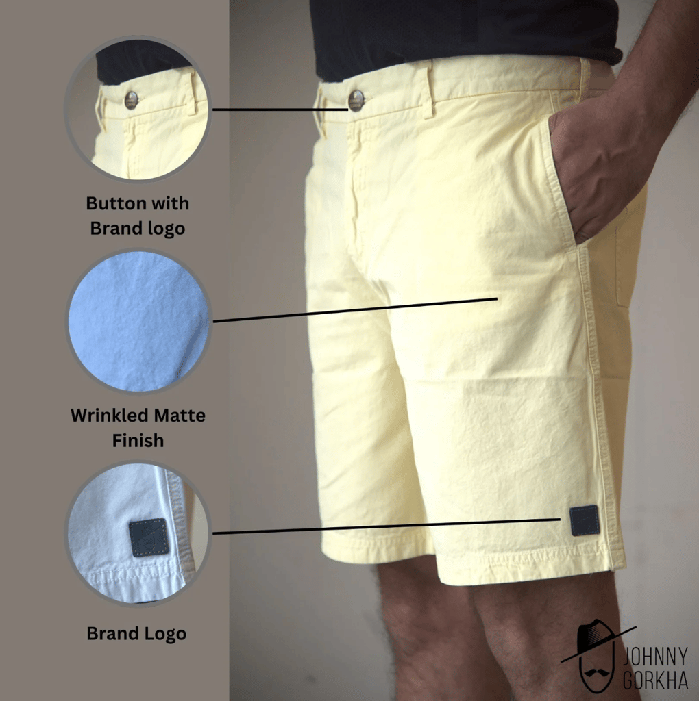 Johnny Gorkha Men's 100% Cotton Summer Shorts | Natural Fabric view 2