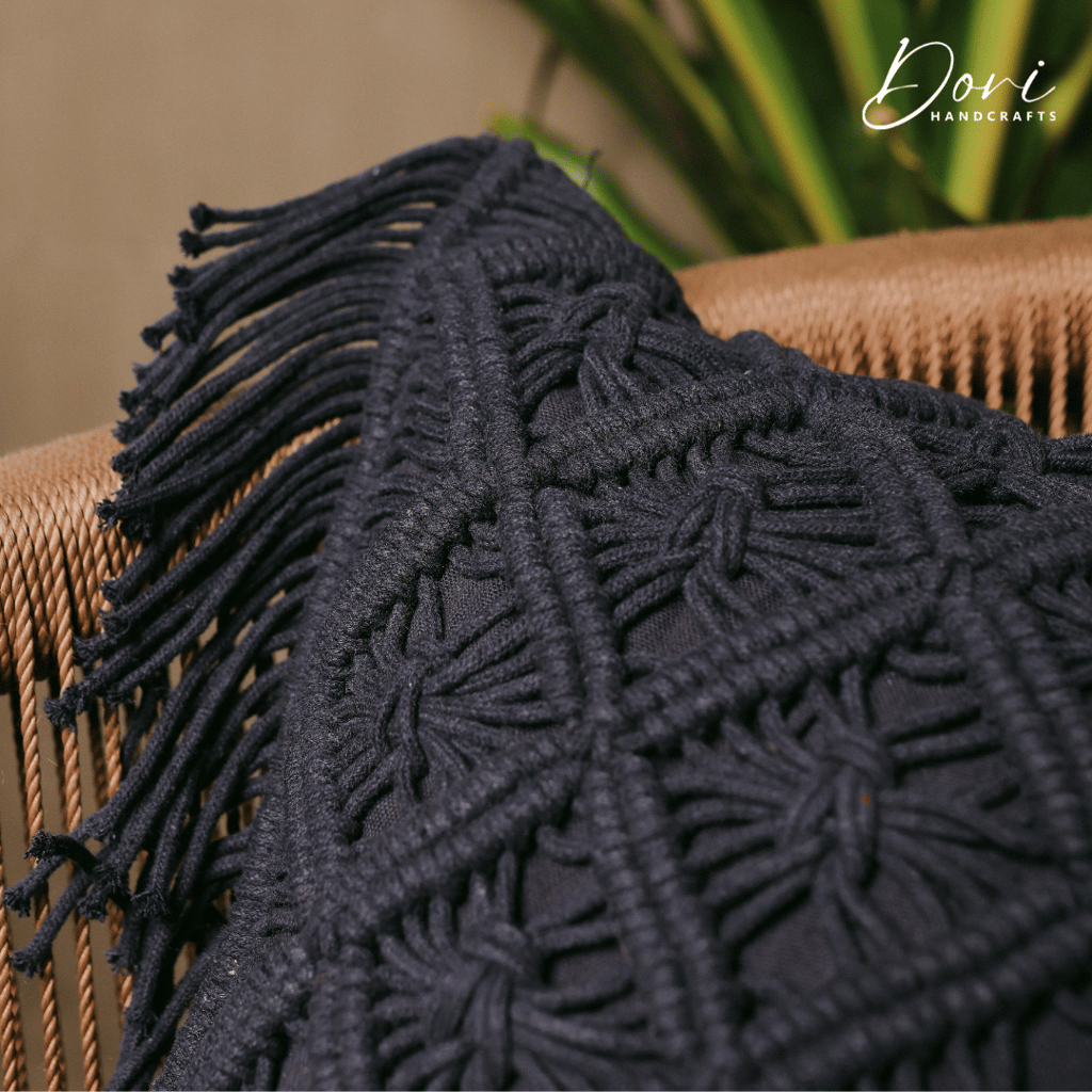 Black Macrame Cushion Cover view 2