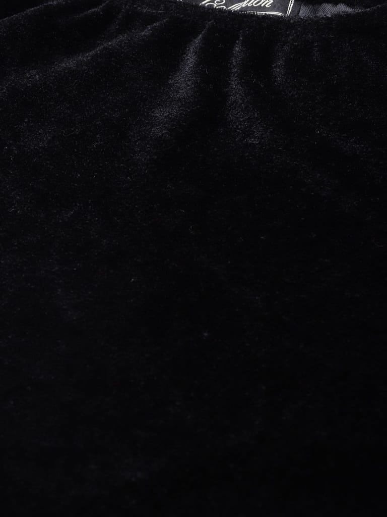Women Black Velvet Finish Solid Top view 2