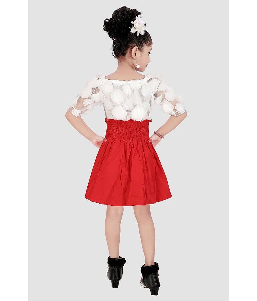 9stiches - Red Net Baby Girl Frock ( Pack of 1 ) view 2