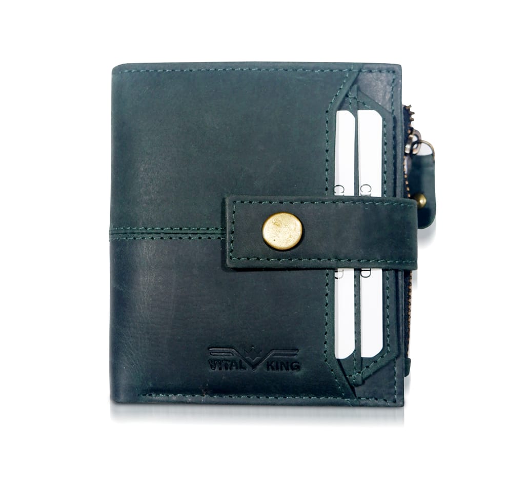 Vital King Men Travel Blue Genuine Leather RFID Wallet (11 Card Slots)