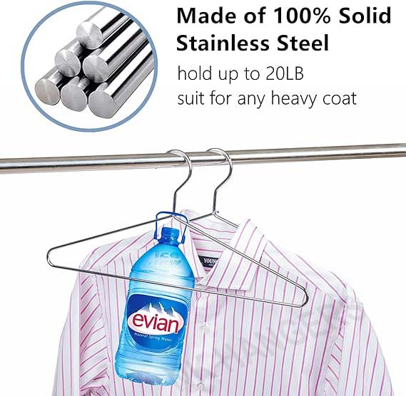 N.K HANGERS Hanger for Clothes | Pack of 12 | Stainless Steel Metal Hanger | Hanger for Shirts, Saree, Jeans| Heavy Hanger view 2
