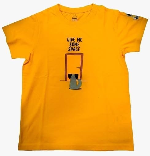 KUCHU Kids Give Me Some More Space Printed T-Shirt (Yellow, 10–11 Years) | Cotton Modal Fabric | Breathable | Lightweight | Comfortable Wear view 2