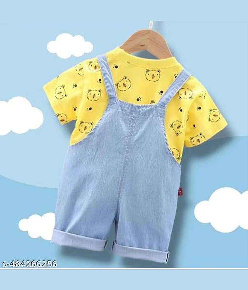 ODIMENT Pack of 1 Boys Cotton Blend T-Shirt & Dungarees Set ( Multi ) view 2