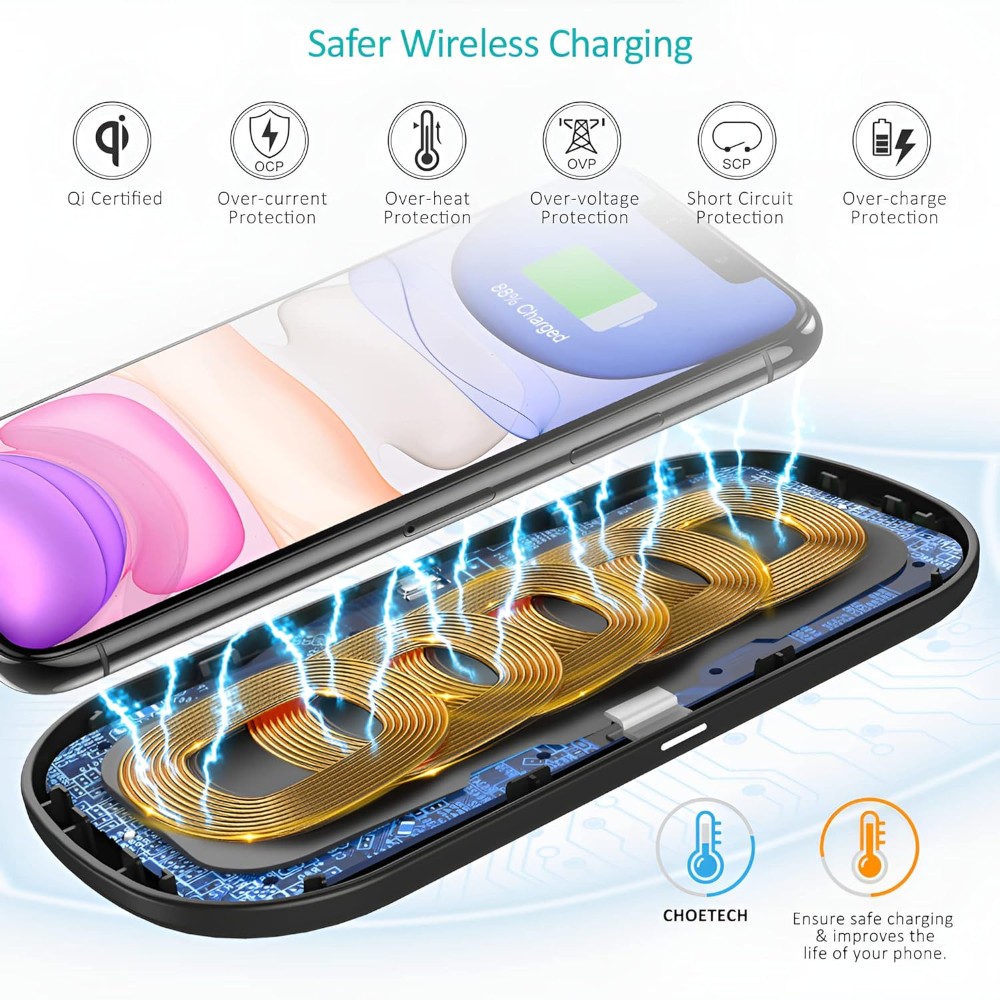 JCBL Accessories Choe - Tech 5 - Coil 15W Dual Fast Wireless Charger view 2