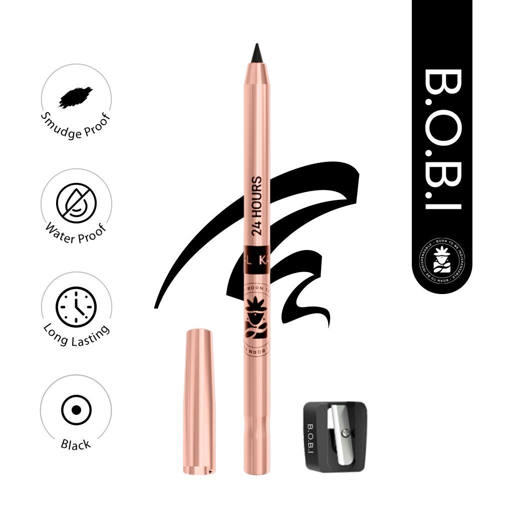 BOBI 24 Hours Kajal For Eyes | Smudge proof Waterproof Formula | Deep Black Pigment | Cruelty-Free Paraben-Free | Smooth Application | Long Lasting Wear-1.5 gm view 2