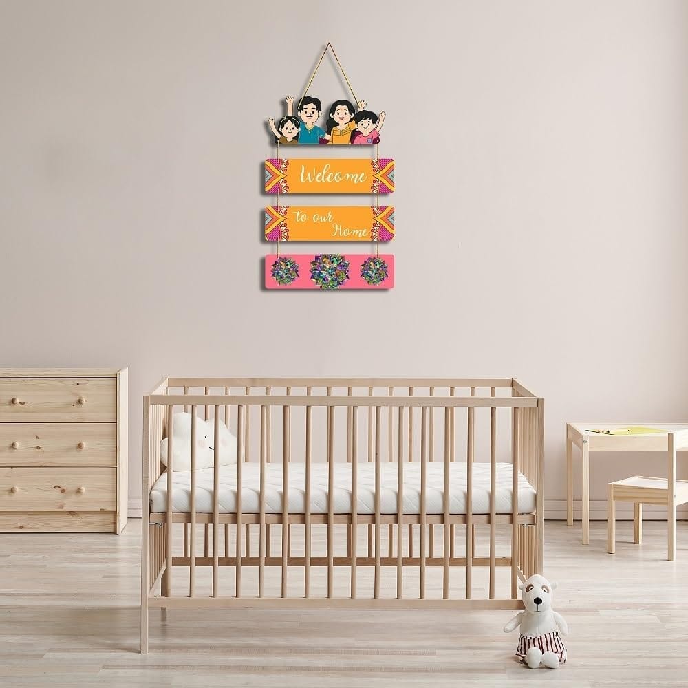 Charmor Welcome to our Home Decorative Wall Hanger for Living Room | Bedroom | Gift | Home Decoration | Wooden Design Item (WH3312) view 2
