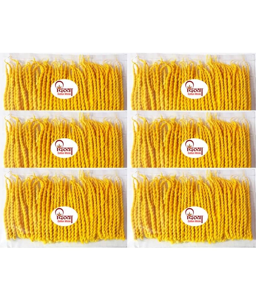 Long Cotton Wicks Twisted Diya Batti 400 Pieces (Pack of 6)