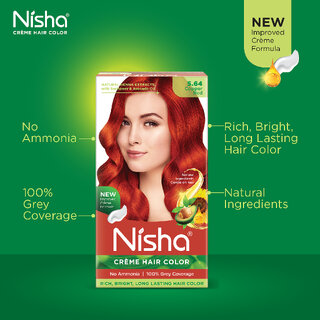 Nisha cream permanent hair color superior quality no ammonia cream formula permanent Fashion Highlights and rich bright long-lasting colour Copper Red (pack of 1) , COPPER RED 5.64 view 2