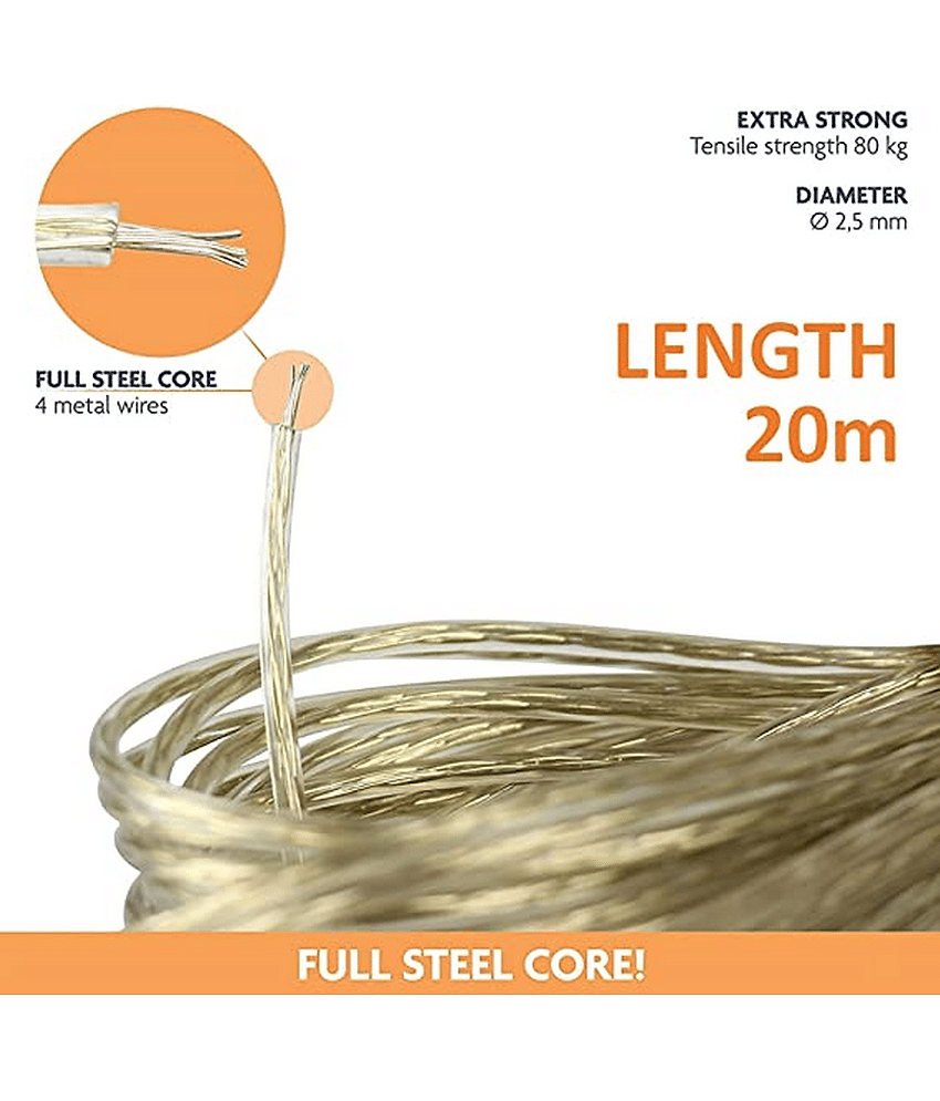 20 Meter Steel Anti-Rust Wire Cloth Rope Assoreted Color (Pack of 1) view 2