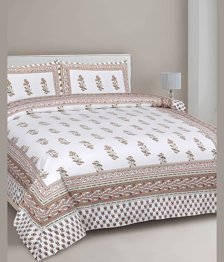 Bombay Spreads Cotton 1 Double King Bedsheet with 2 Pillow Covers ( Beige )