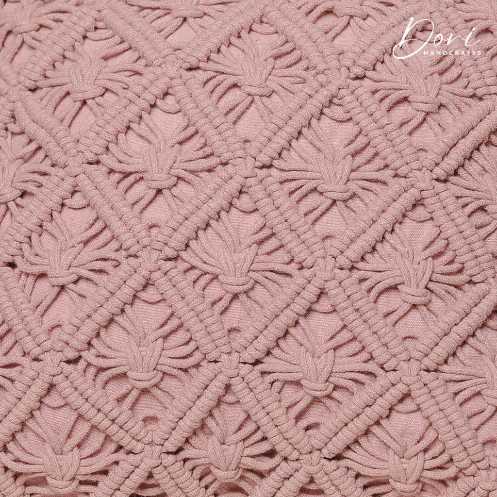Pink Macrame Cushion Cover view 2