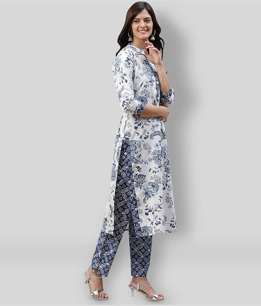 HIGHLIGHT FASHION EXPORT - Blue Straight Cotton Women's Stitched Salwar Suit ( Pack of 1 ) view 2