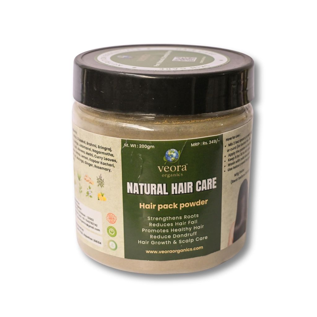 Veora Organics Natural Hair Care Powder | 24 Ayurvedic Herbs Pack with Amla, Reetha, Shikakai, Brahmi & Bhringraj | Herbal Hair Mask for Hair Growth, Hair Fall Control & Anti-Dandruff | Chemical-Free Scalp Care | 200g