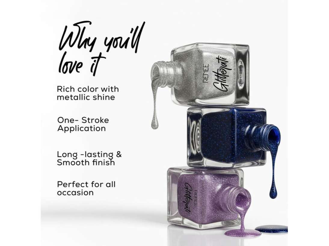 RENEE Glitterati Nail Paint 10ml - 417 - Blue Nova view 2