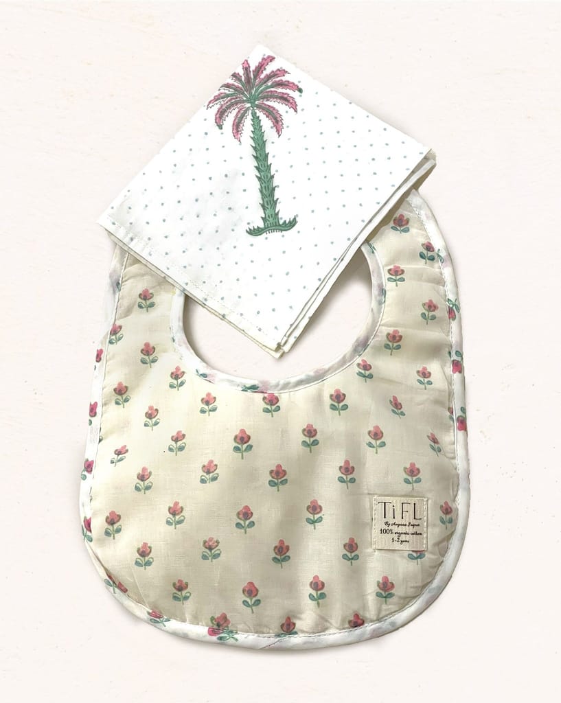 Organic Cotton Bibs in Tropical Flowers by Aagaaz Jaipur view 2