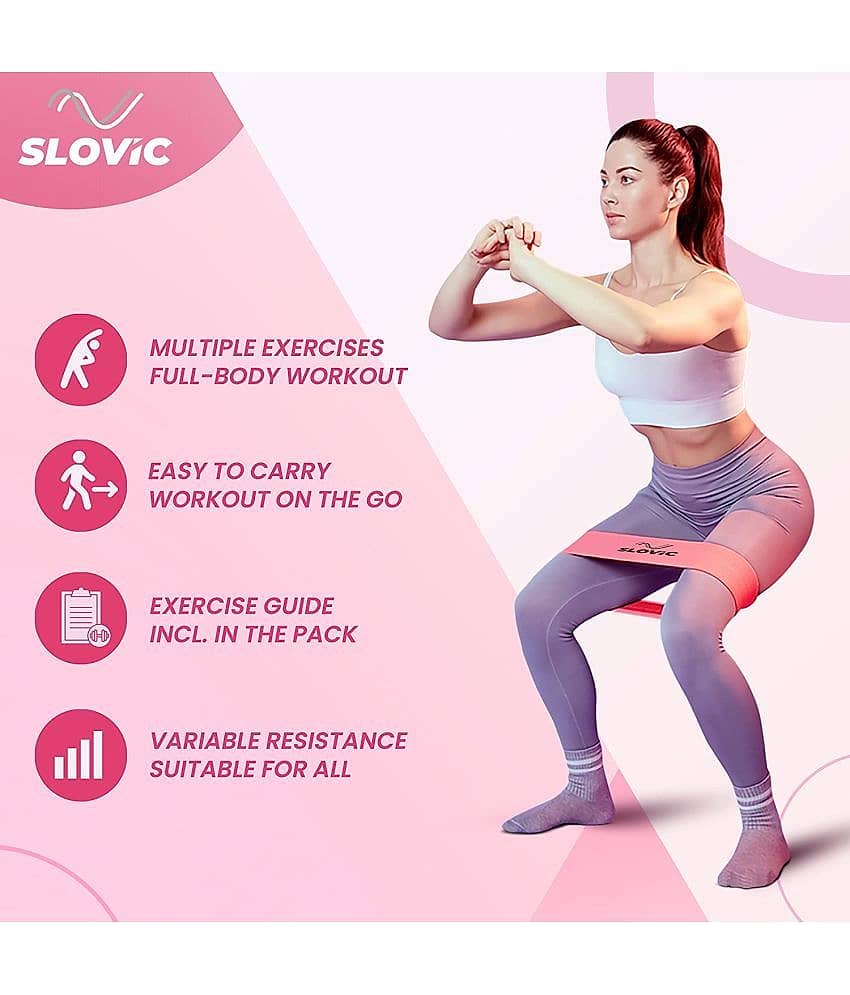 SLOVIC Fabric Resistance Band (Medium) | Resistance Mini Loop Bands for Workout for Men, Women with Exercise Bands Workout Guide view 2