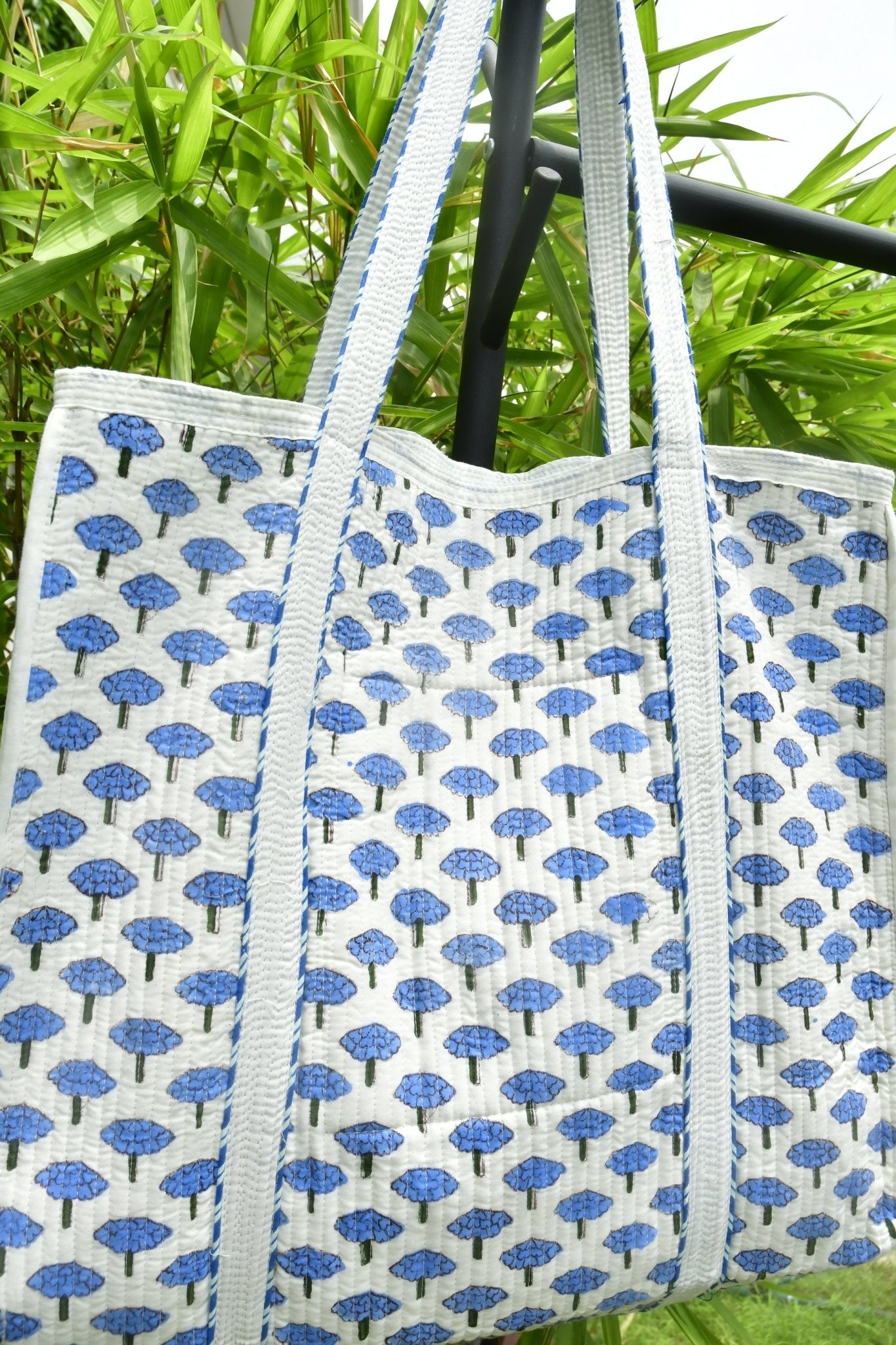 Blue Floral Bouquet Tote Bag : Spacious & trendy view 2