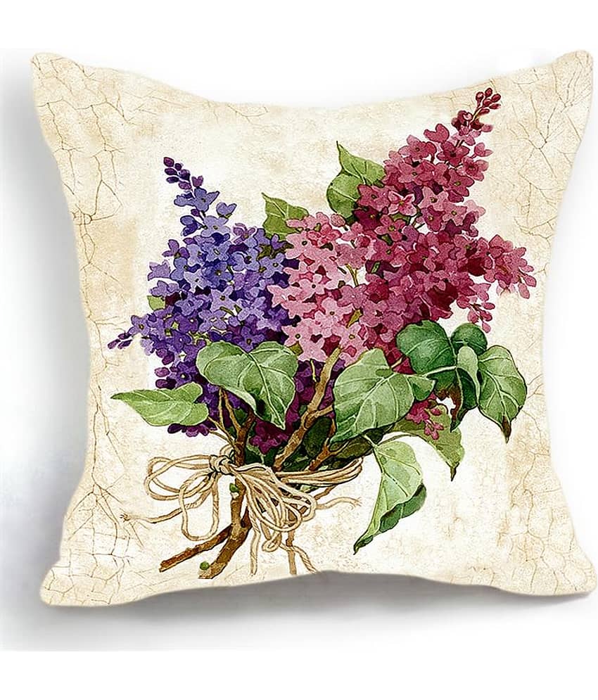 Home Solution Set of 5 Jute Floral Printed Square Cushion Cover (40X40)cm - Multi view 2