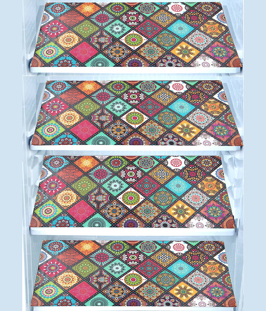 Crosmo Polyester Floral Printed Fridge Mat & Cover ( 64 18 ) Pack of 7 - Multicolor view 2