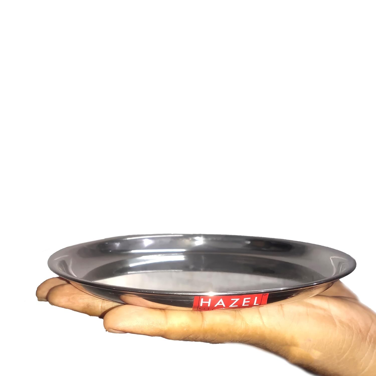 HAZEL Stainless Steel Snack Plates with Mirror Finish , 16 cm Quarter Plates Set for Kitchen , Glossy Finish Thali, Set of 6 view 2