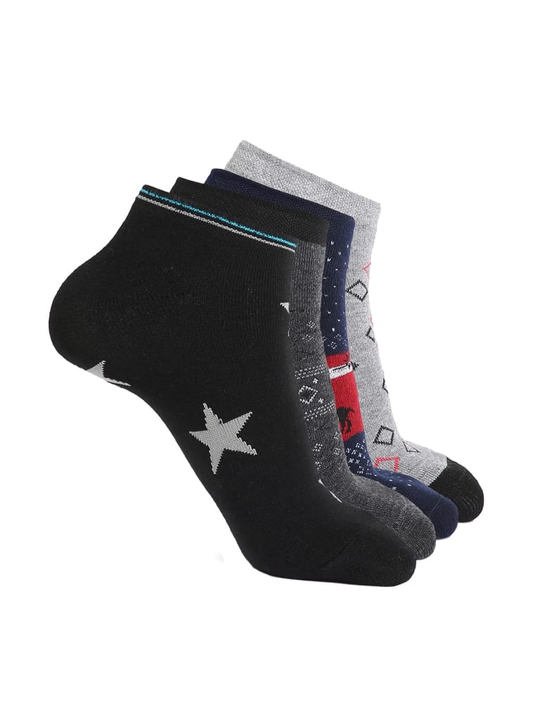 Kolor Fusion Men & Women Assorted Ankle Length Low Cut Cotton Socks (Pack of 4)