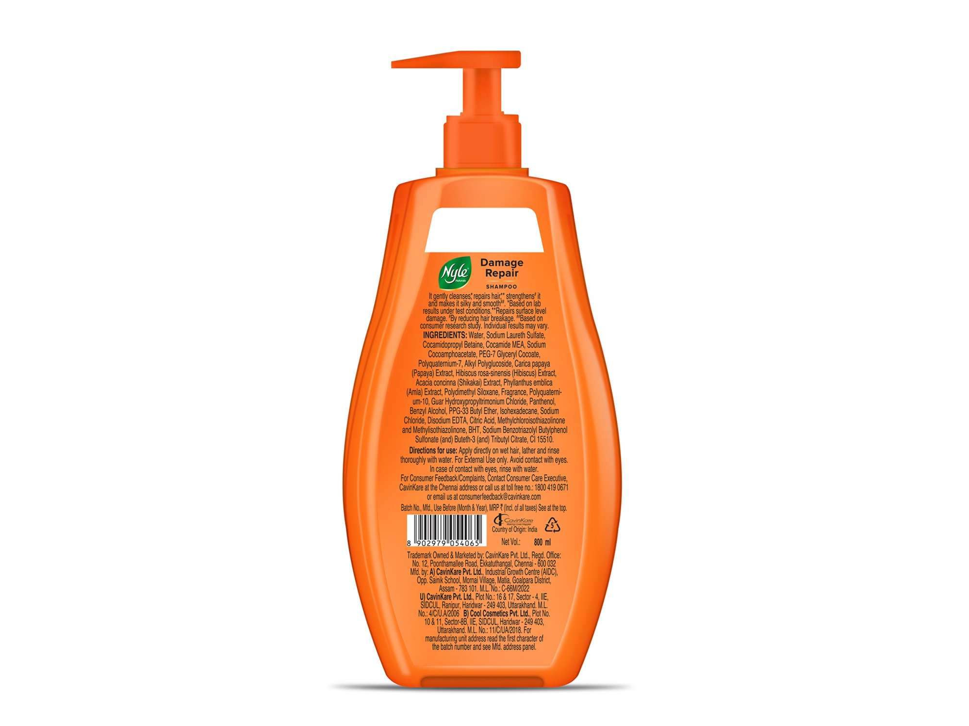 Nyle Naturals Damage Repair Anti Hairfall Shampoo, With Shikakai and Hibiscus,Gentle and soft shampoo, PH balanced and Paraben free - 800 ml view 2