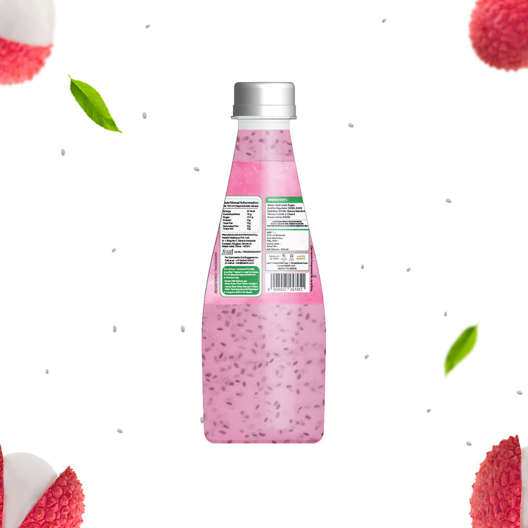 Habhit Basil Seeds Licthi Juices, 300 ml - Pack of 12 view 2