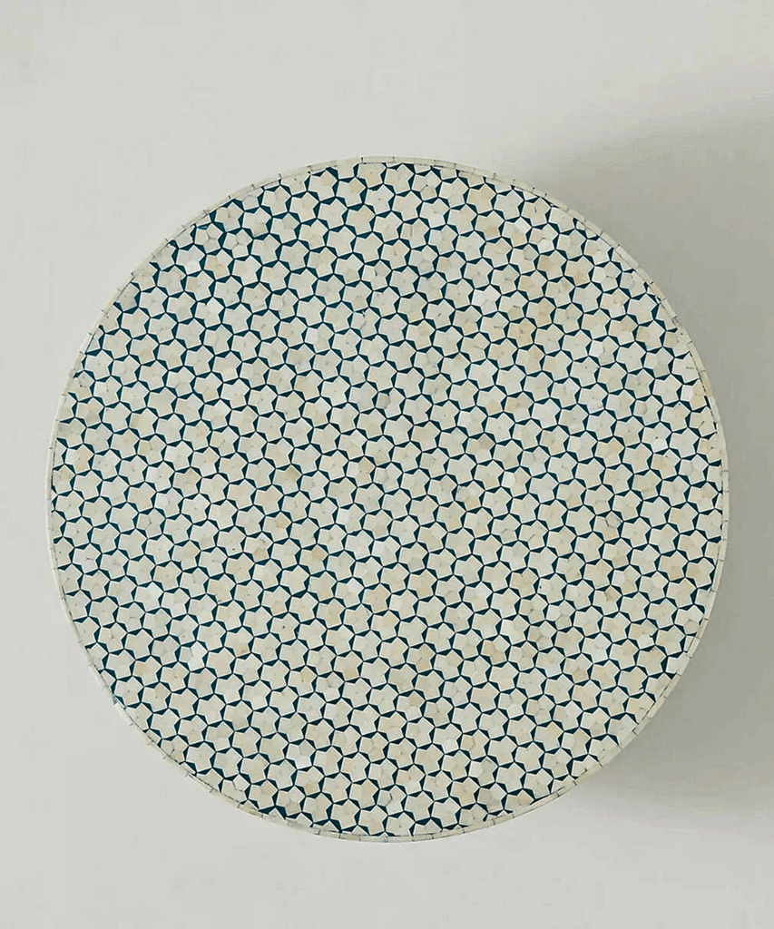Bone Inlay Round Coffee Table – Handcrafted Center Table by Niktan Export | 90x90x45 cm | Elegant Living Room Furniture view 2