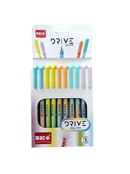 Maco Drive ball pen | Minimalistic & Aesthetic Matt Finish Pastel Body Colors |Effortless Writing With Sleek Clip Design | Blue Ink, Pack Of 50 view 2