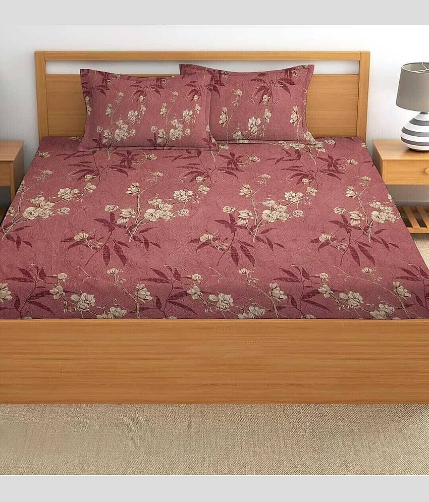 Decent Home Maroon Cotton 1 Double Bedsheet with 2 Pillow Covers ( 225 cm x 225 cm ) view 2