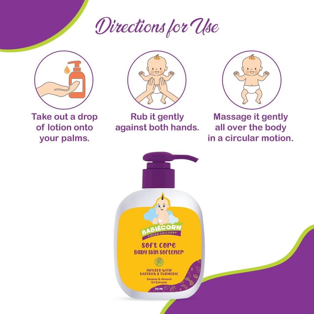 BABIECORN Soft Core Baby Skin Softener with healing properties of Saffron & Turmeric (200 ml) view 2