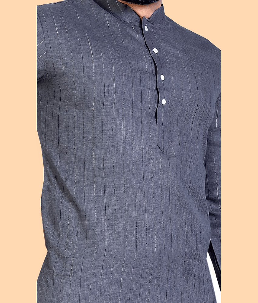 Balaji's - Grey Cotton Blend Men's Regular Kurta ( Pack of 1 ) view 2
