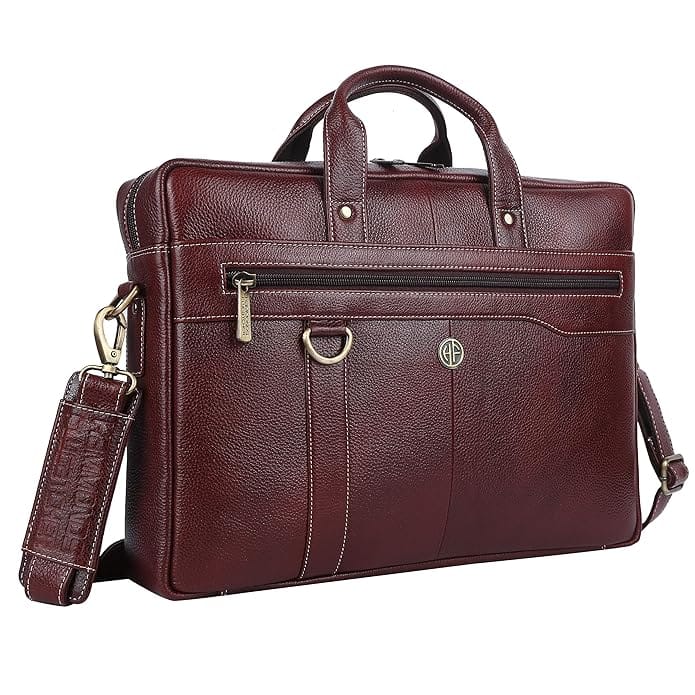 **Brown Leather Briefcase for Men** view 2